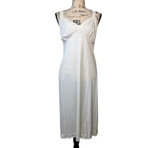 Y2k vintage 90s white lace slip midi dress sz 38